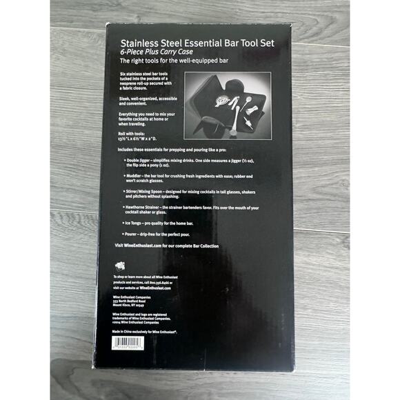 Wine Enthusiast Stainless Steel Essential Bar Tool Set 6 Pc +Carry Case - Picture 2 of 4